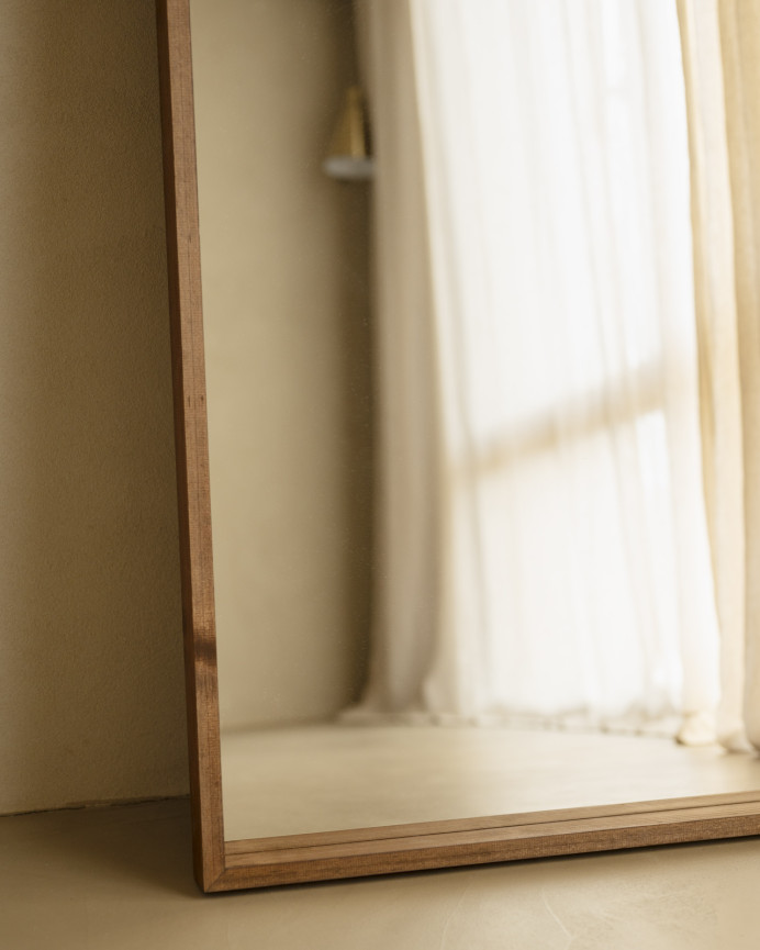 Miroir effet bois massif ton chêne foncé en différentes tailles