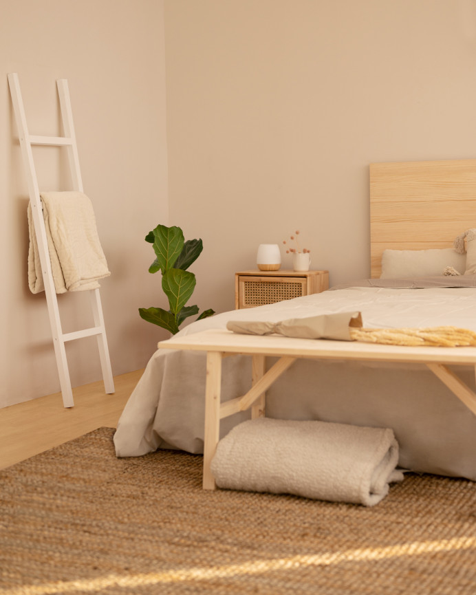 Banc en bois massif ton naturel 120x45cm