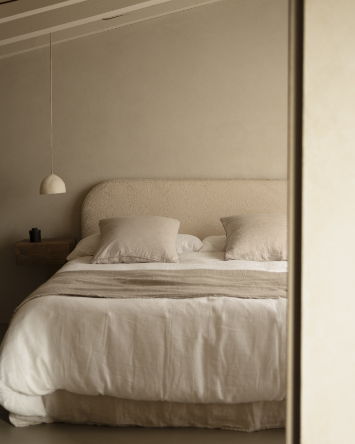 Tête de lit déhoussable en bouclé beige en différentes tailles