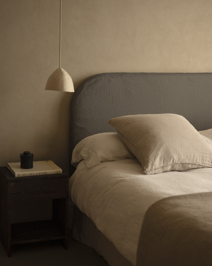 Tête de lit déhoussable en bouclé gris foncé en différentes tailles