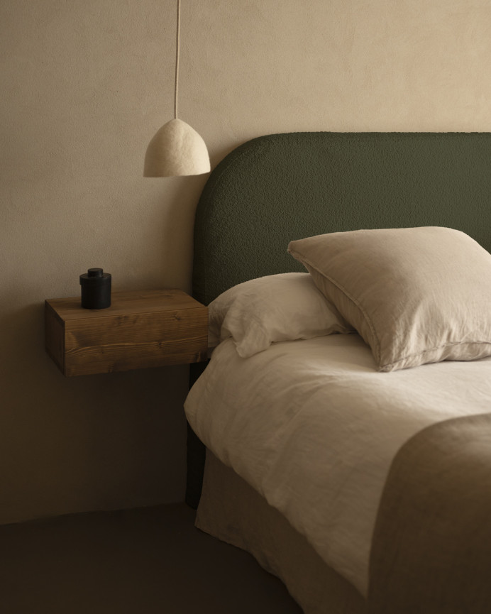 Tête de lit déhoussable en bouclé vert en différentes tailles