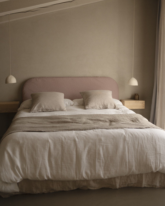 Tête de lit déhoussable en bouclé rose en différentes tailles