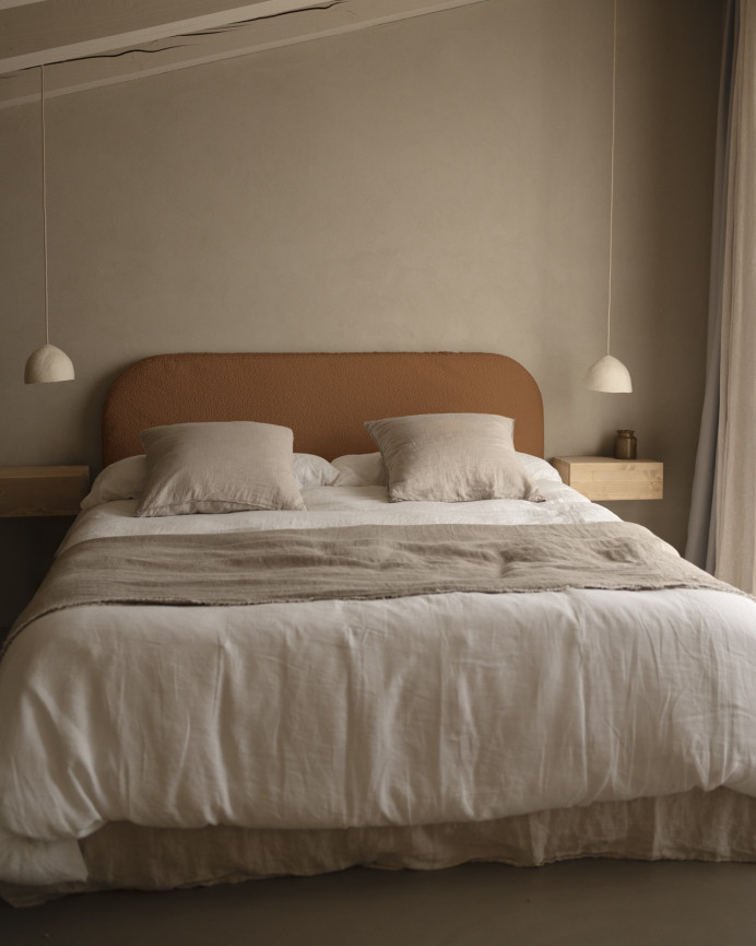 Tête de lit déhoussable en bouclé cuivre en différentes tailles