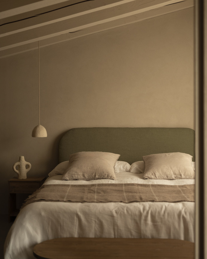 Housse de tête de lit en lin vert en différentes tailles