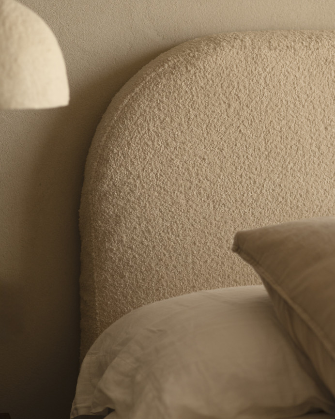 Housse pour tête de lit en bouclé beige en différentes tailles