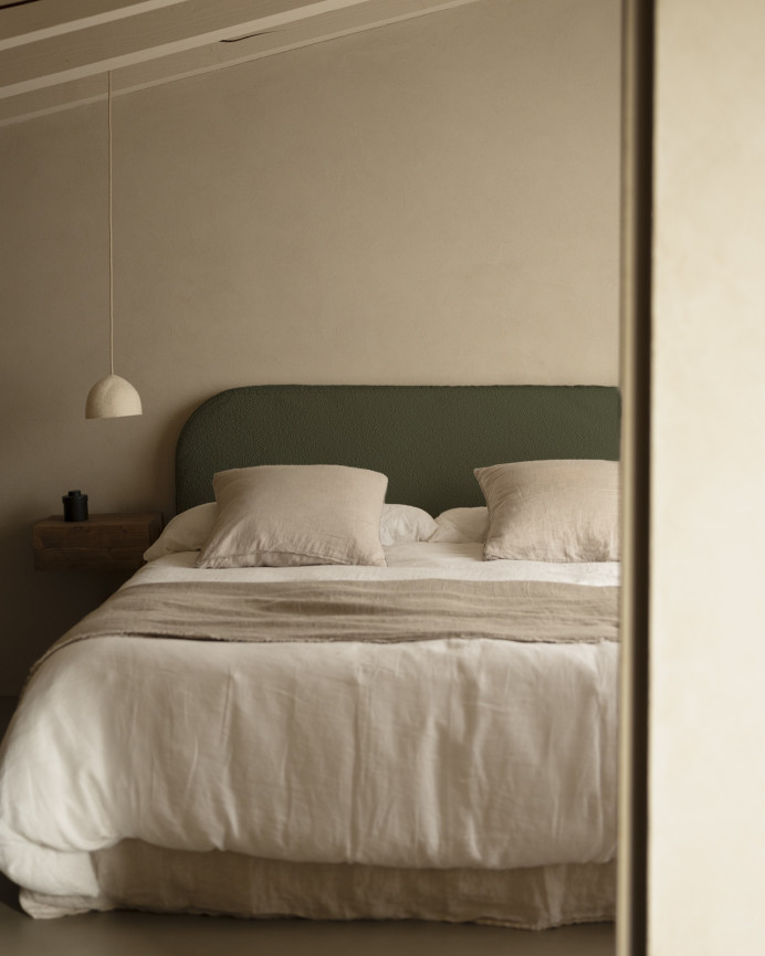 Housse pour tête de lit en bouclé vert en différentes tailles