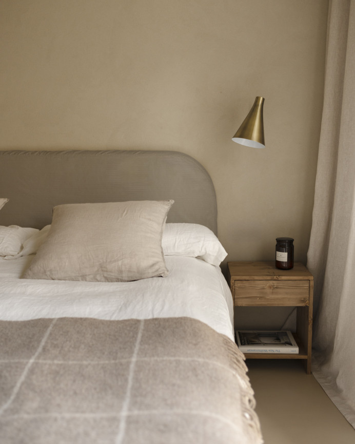 Housse pour tête de lit en velours côtelé brun taupe en différentes tailles