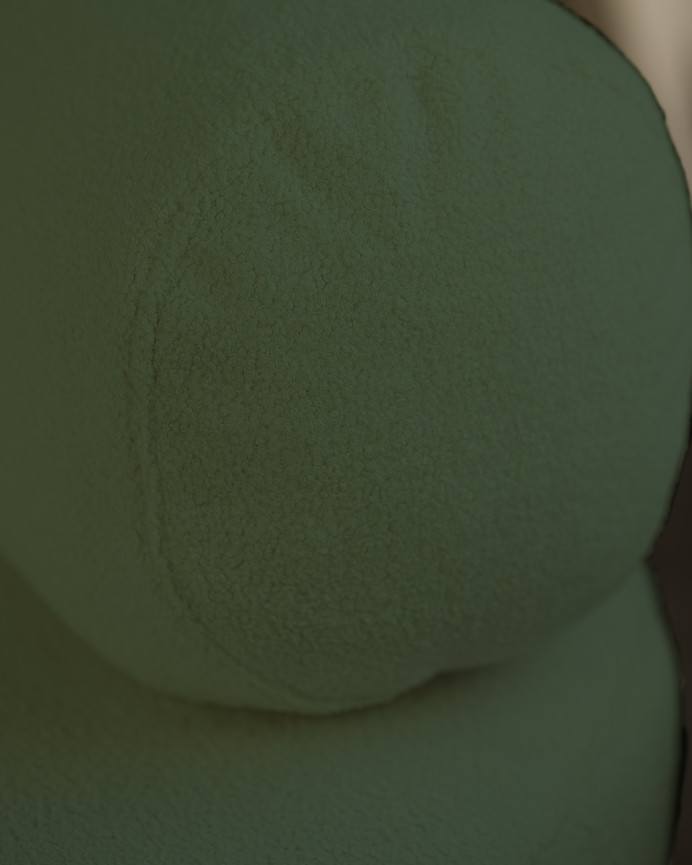 Fauteuil en bouclé rond couleur vert de 91x71cm