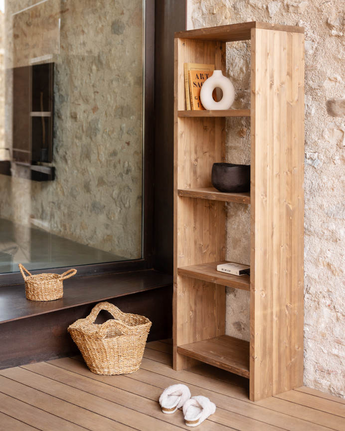 Étagère en bois massif ton chêne foncé de 180x60cm