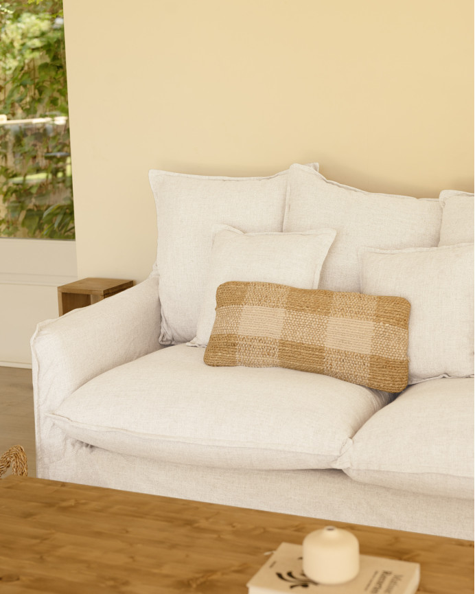 Housse de canapé en coton et lin couleur blanche en différentes tailles