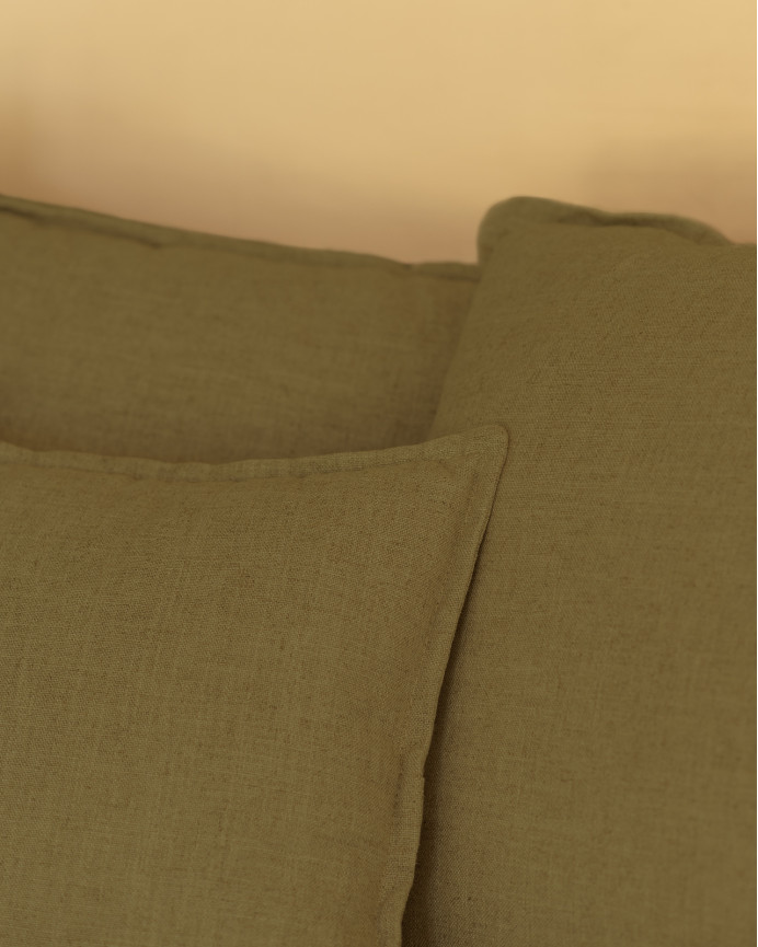 Housse pour canapé fond long en coton et lin couleur verte en différentes tailles