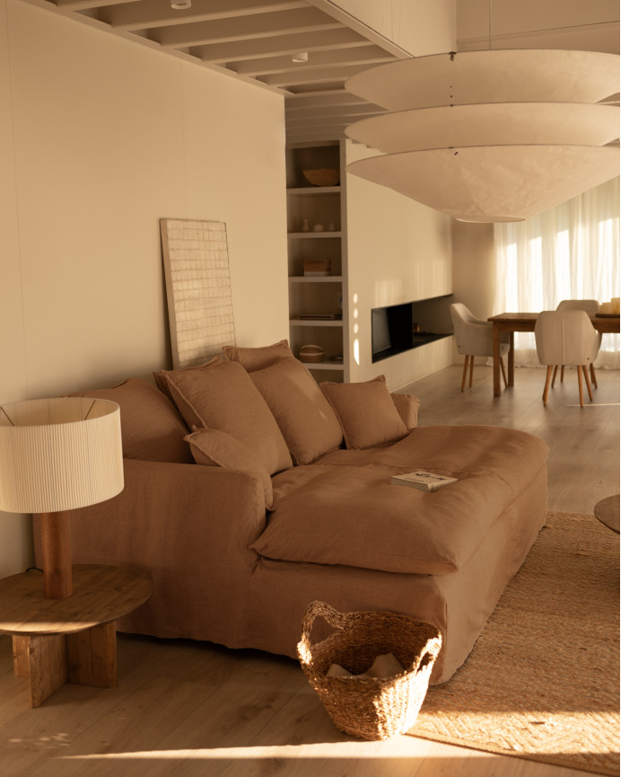 Housse pour canapé fond long en coton et lin couleur brique en différentes tailles