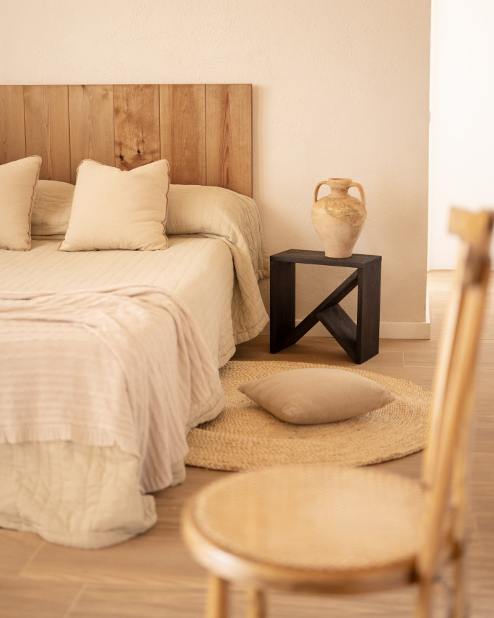 Pack 2 tables en bois massif noir en différentes tailles