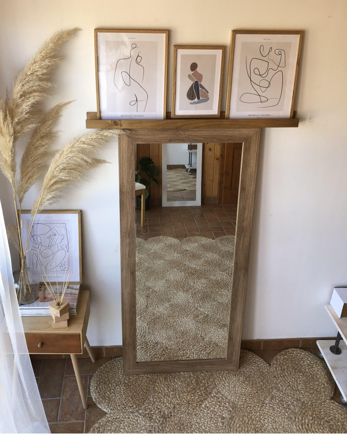 Miroir effet bois de chêne foncé en différentes tailles