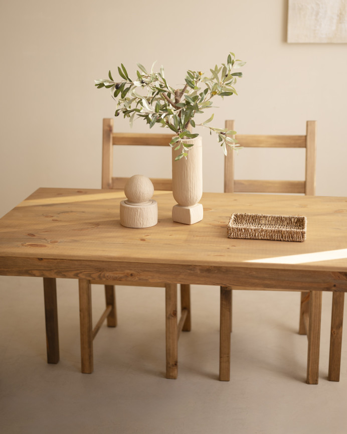 Pack table à manger et 4 chaises en bois massif teinte chêne foncé de 120cm