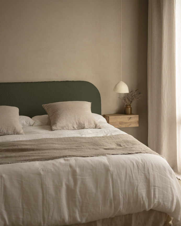 Tête de lit déhoussable en bouclé vert en différentes tailles