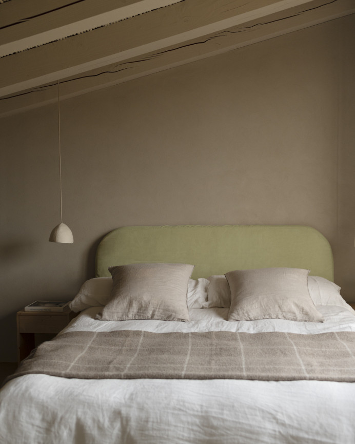Tête de lit déhoussable en velours côtelé vert citron en différentes tailles
