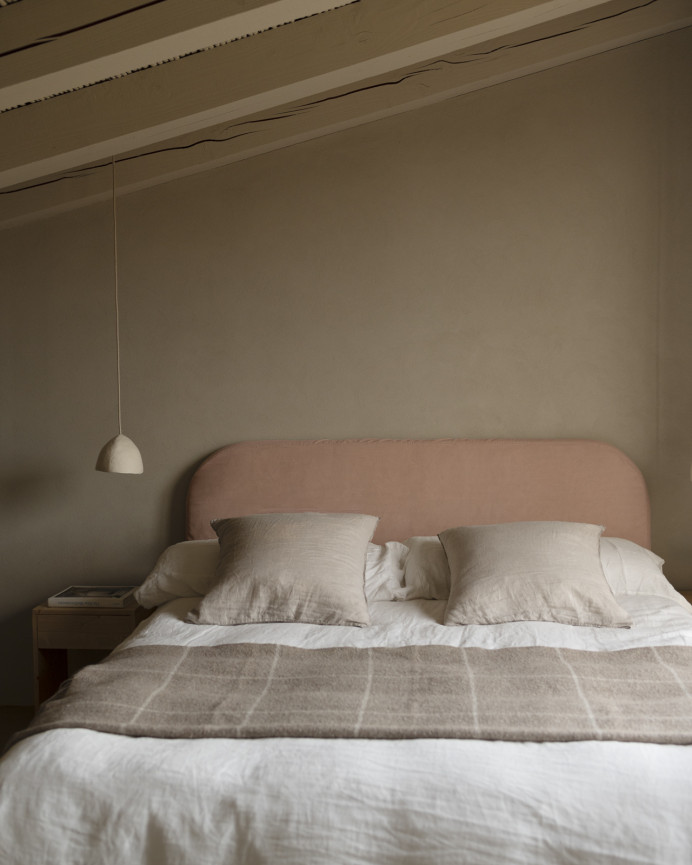 Tête de lit déhoussable en velours côtelé corail en différentes tailles
