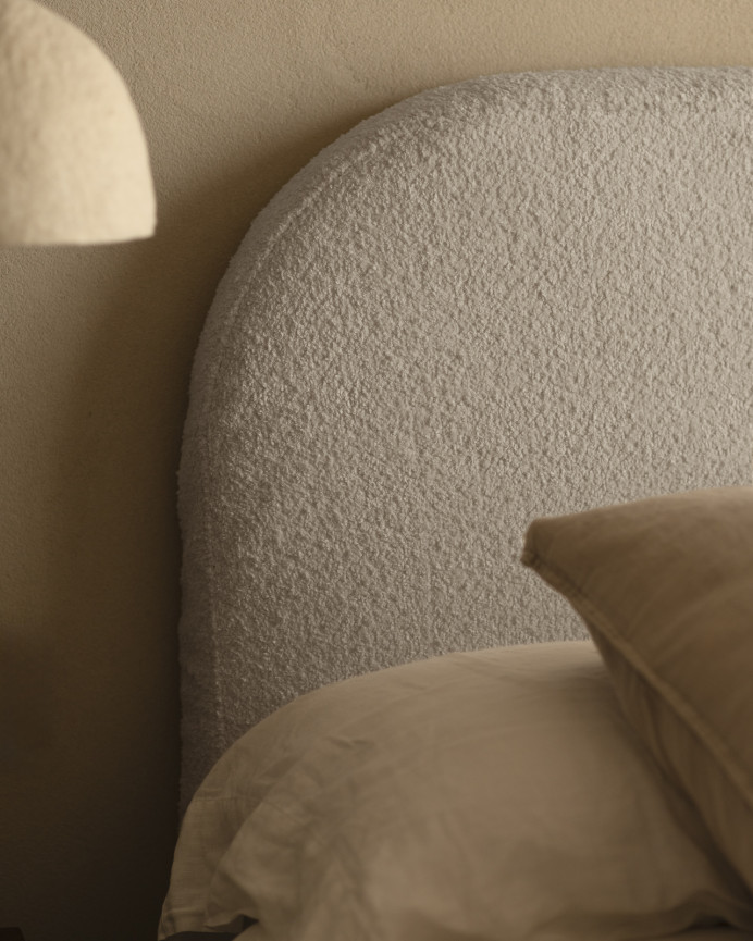 Housse pour tête de lit en bouclé gris clair en différentes tailles