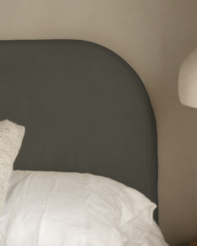 Housse pour tête de lit en velours côtelé gris foncé en différentes tailles