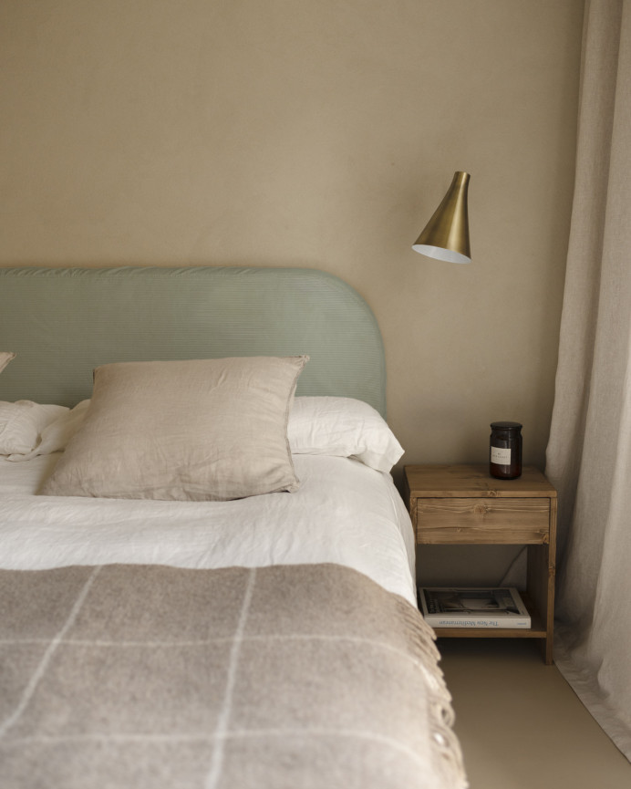 Housse pour tête de lit en velours côtelé vert bleuté en différentes tailles
