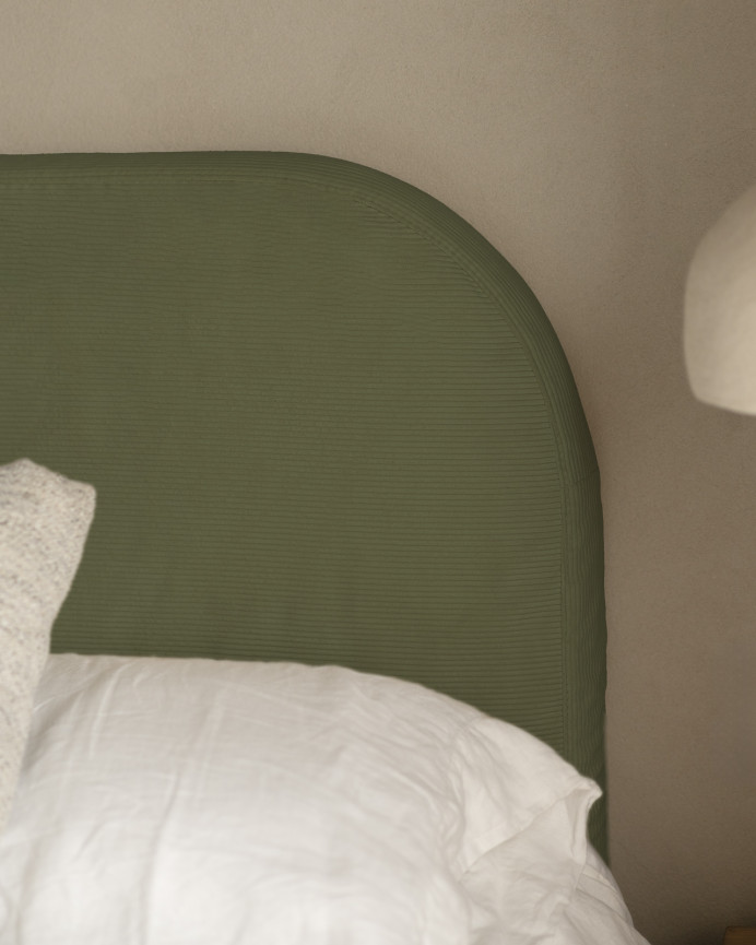 Housse pour tête de lit en velours côtelé vert en différentes tailles