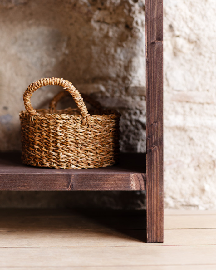Étagère en bois massif ton noyer de 180x60cm