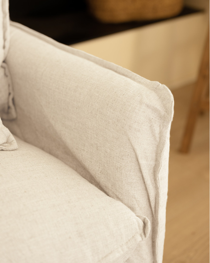 Housse de canapé en coton et lin couleur blanche en différentes tailles