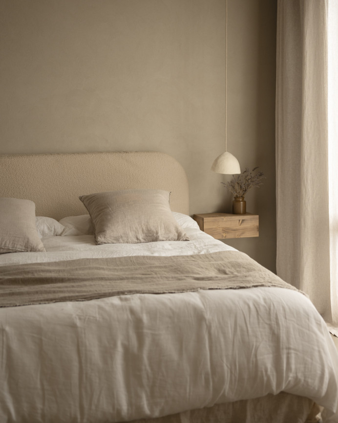Tête de lit déhoussable en bouclé beige en différentes tailles
