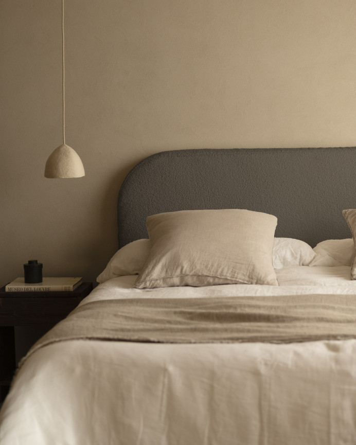 Tête de lit déhoussable en bouclé gris foncé en différentes tailles