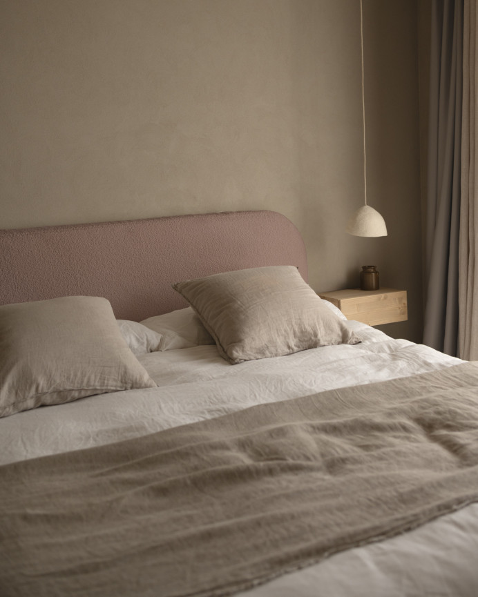 Tête de lit déhoussable en bouclé rose en différentes tailles