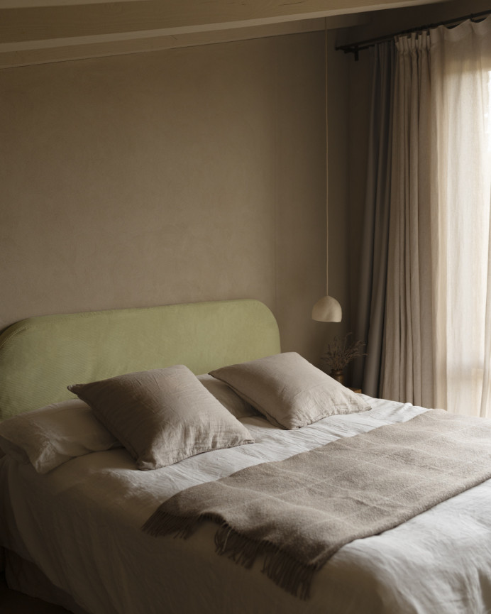 Tête de lit déhoussable en velours côtelé vert citron en différentes tailles