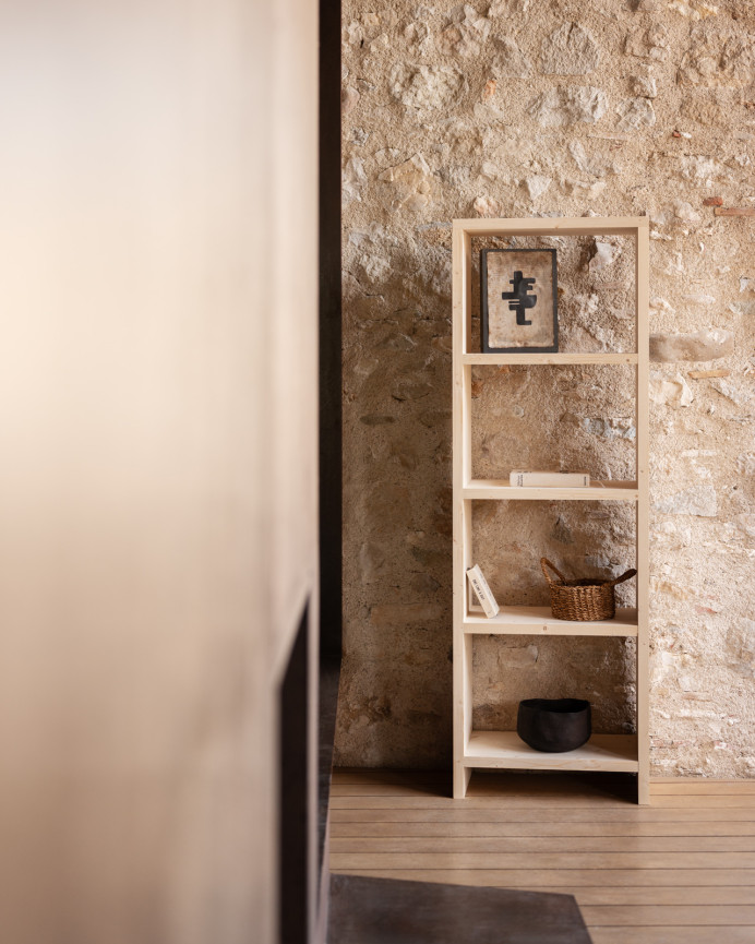 Étagère en bois massif ton naturel de 180x60cm