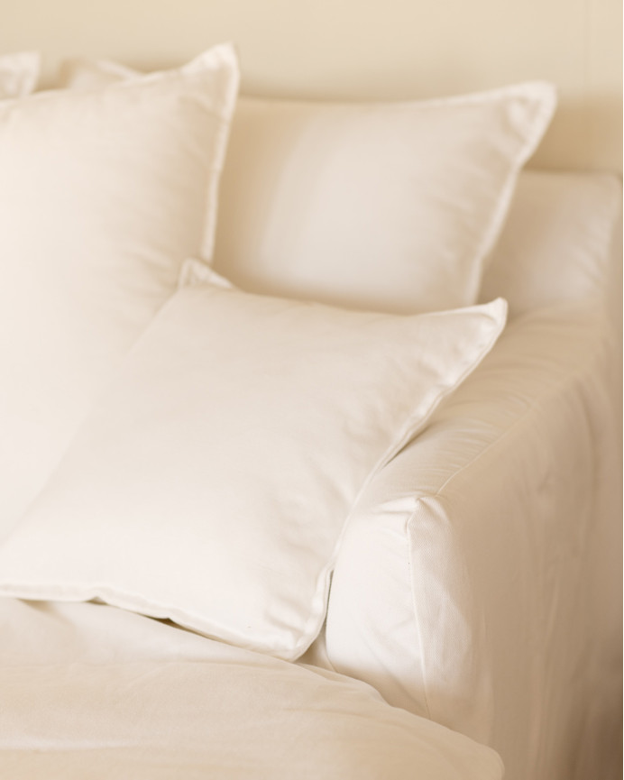 Housse de canapé avec méridienne droite en coton et lin couleur blanche en différentes tailles