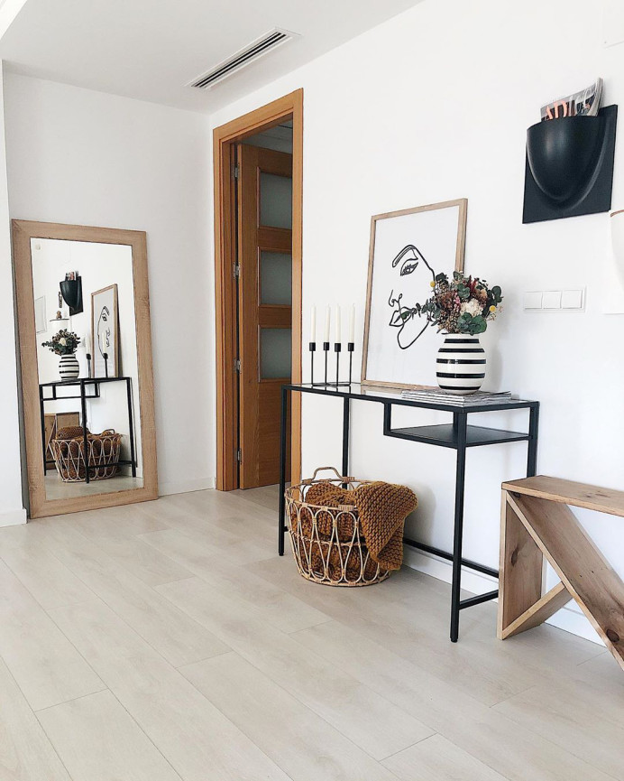 Miroir effet bois de chêne foncé en différentes tailles