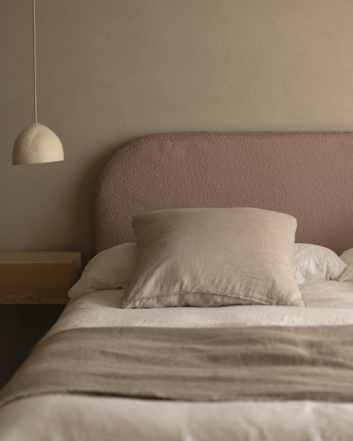 Tête de lit déhoussable en bouclé rose en différentes tailles