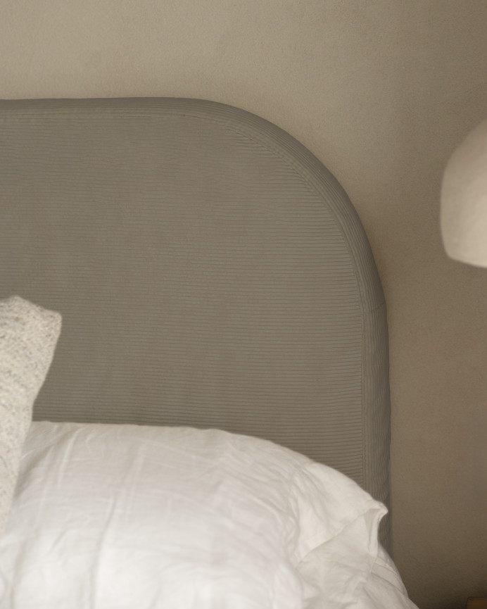 Tête de lit déhoussable en velours côtelé brun taupe en différentes tailles