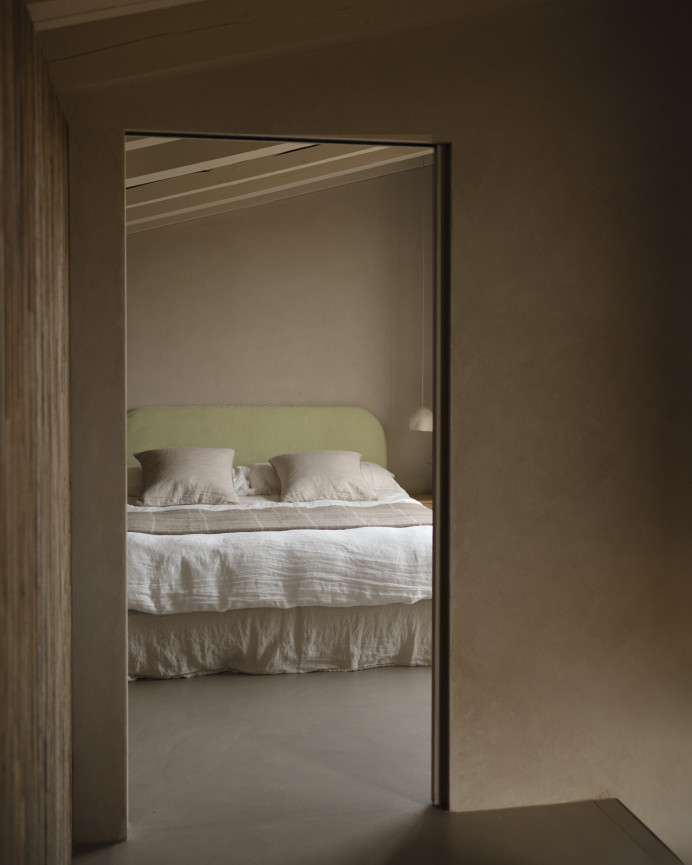 Tête de lit déhoussable en velours côtelé vert citron en différentes tailles