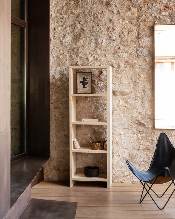 Étagère en bois massif ton naturel de 180x60cm