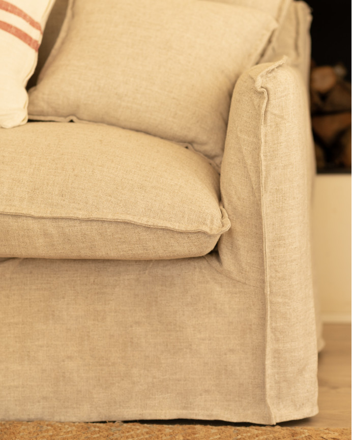 Housse de canapé en coton et lin couleur beige en différentes tailles