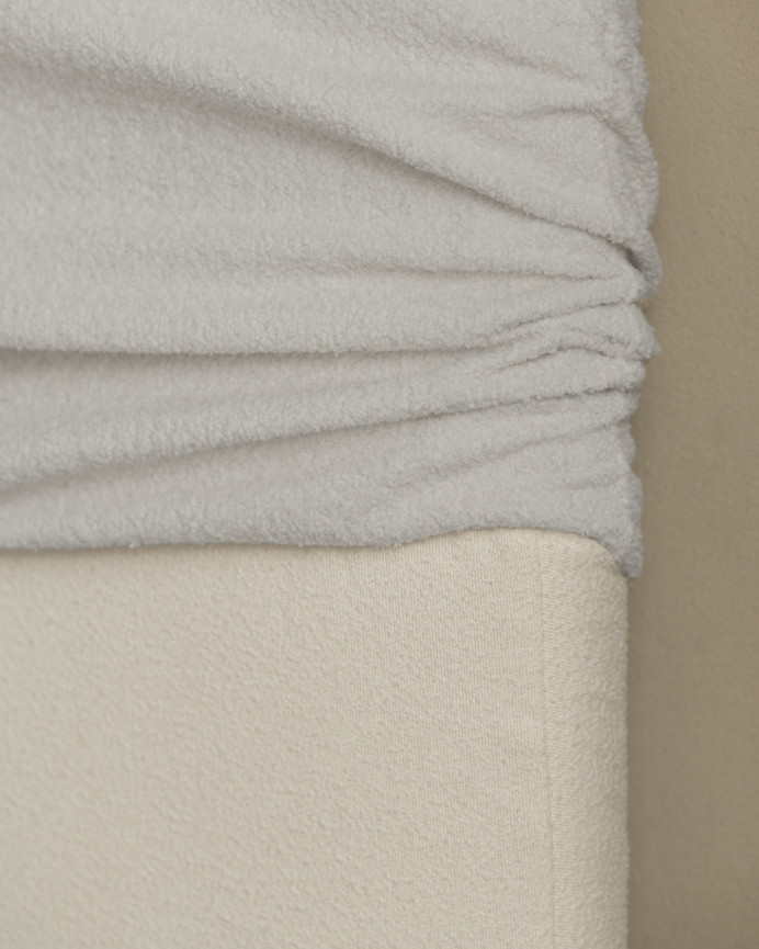 Tête de lit déhoussable en bouclé gris clair en différentes tailles