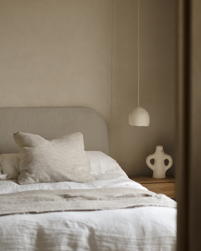 Tête de lit déhoussable en velours côtelé brun taupe en différentes tailles