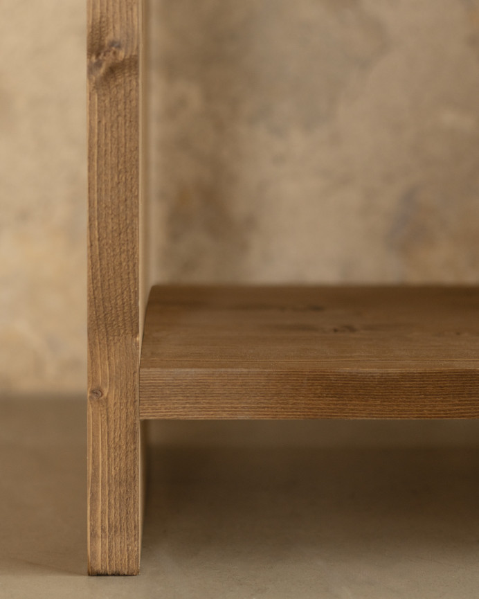 Étagère en bois massif ton chêne foncé de 180x140cm