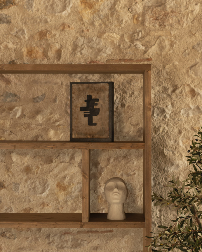 Étagère en bois massif ton chêne foncé de 180x140cm