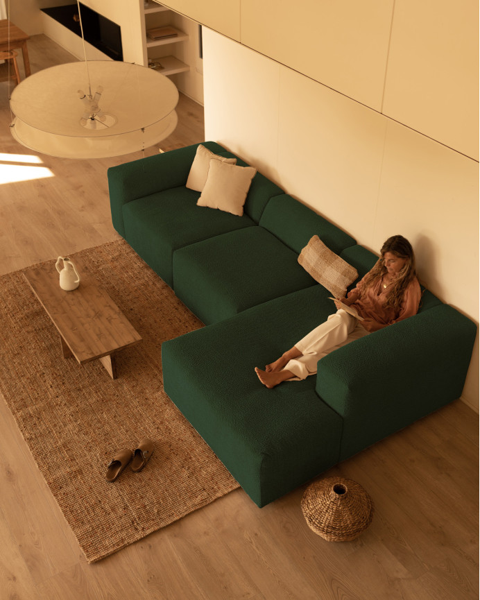 Canapé 3 modules d'angle en boucle de couleur vert 330x172cm