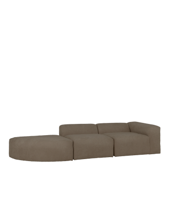 Canapé 3 modules avec courbe en bouclé couleur marron 320x110cm
