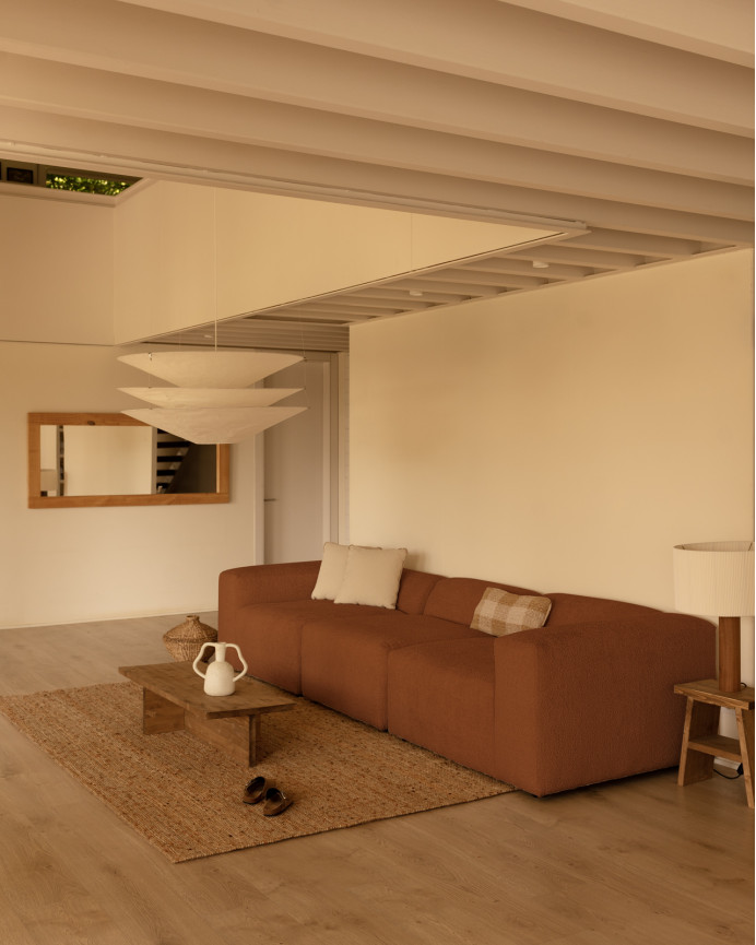 Canapé 3 modules en bouclé couleur cuivre 330x110cm
