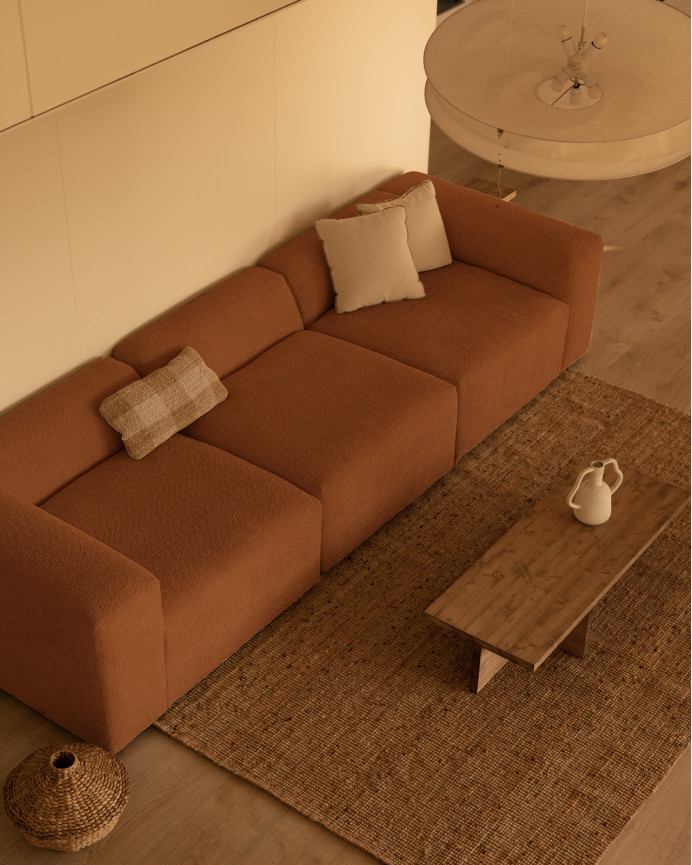 Canapé 3 modules en bouclé couleur cuivre 330x110cm