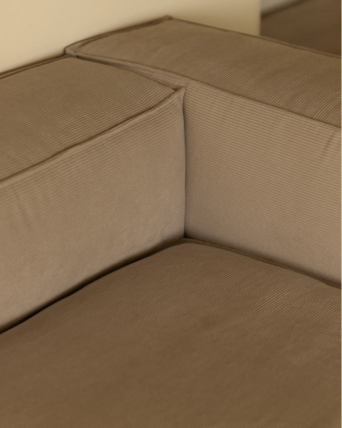 Canapé d'angle en velours côtelé couleur beige en différentes tailles