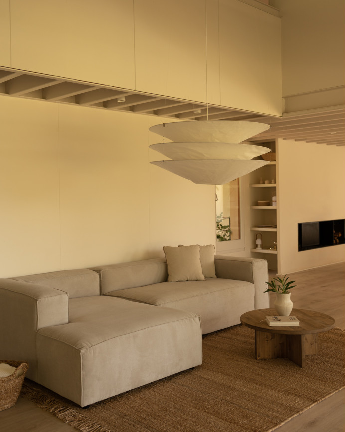 Canapé d'angle en velours côtelé couleur beige en différentes tailles